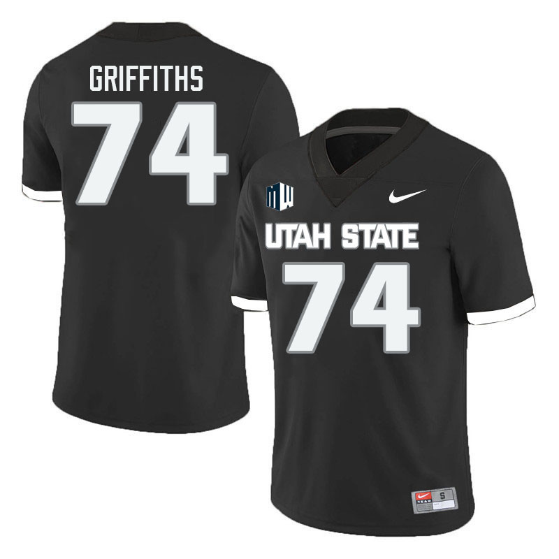 Utah State Aggies #74 Jarvis Griffiths College Football Jerseys Stitched Sale-Black
